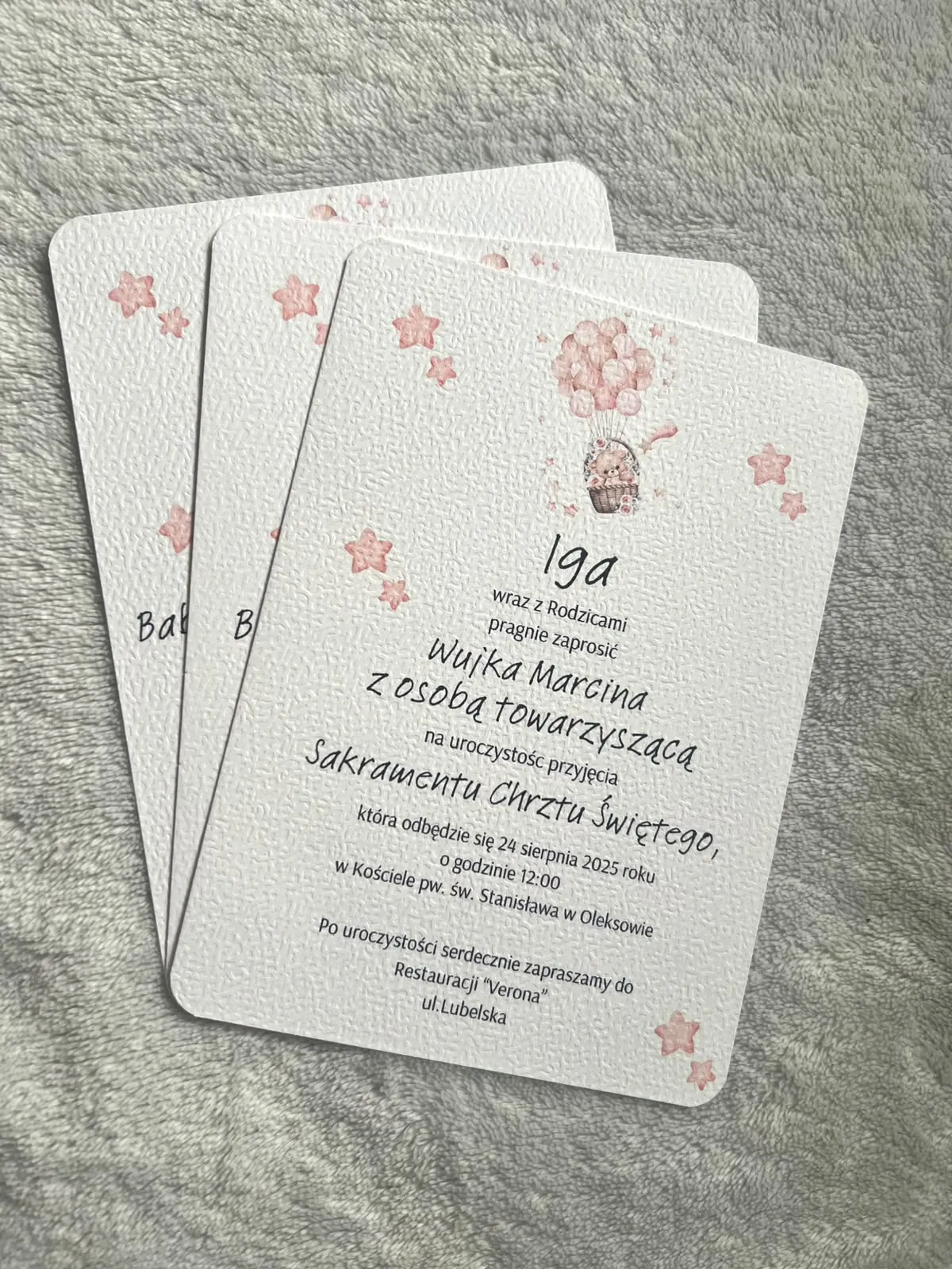 Zaproszenie na chrzest — przykład 20